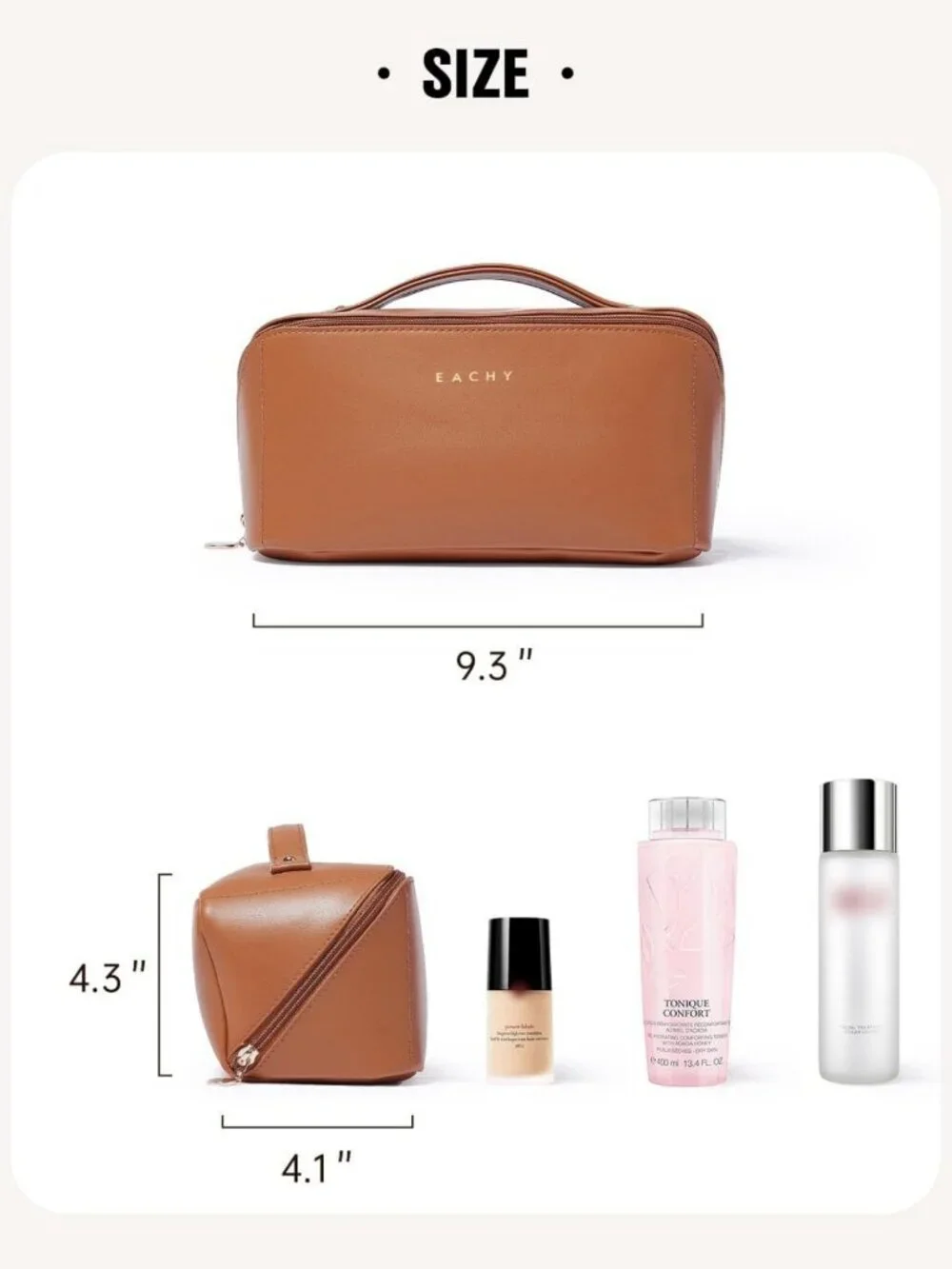 Stylish Medium Travel Makeup Bag - Water-Resistant PU Leather, Organized